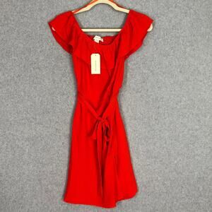 Monteau Dress Women Medium Orange Mini Ruffle Belt Western Preppy Festival Rodeo